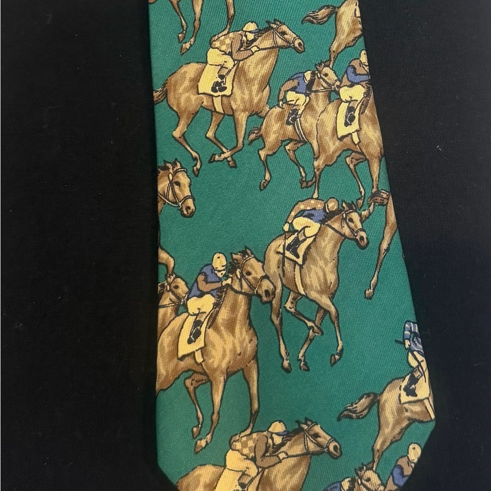 Polo by Ralph Lauren Horse Print Green Tie